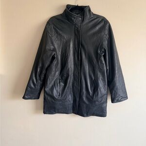 Versace Black Leather Trench Coat
